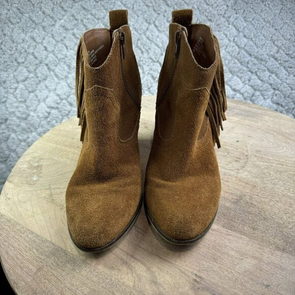 Steve Madden Ohio Brown Suede Fringe Ankle Boots With Zipper‎ Womens Size 7.5 - Picture 8 of 11